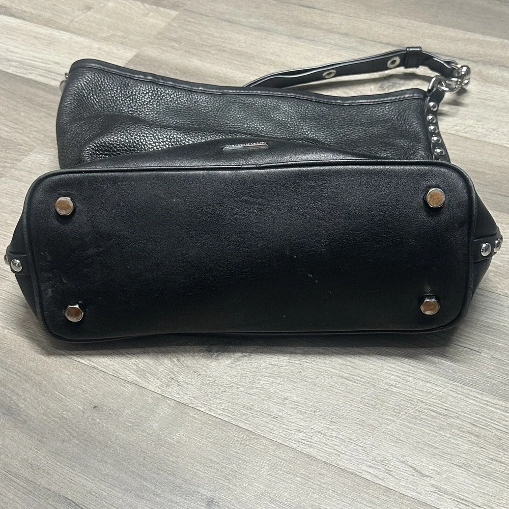 Rebecca Minkoff Blythe Black Leather Shoulder Bag Purse Studded Hobo Black